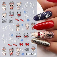 5D Embossed Christmas Nail Art Stickers Santa Snowflake Elk Tree Nail Decals