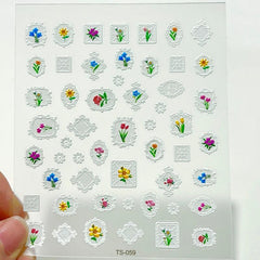 5D Embossed Mirror Flower Nail Art Stickers
