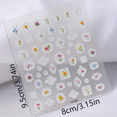 5D Embossed Mirror Flower Nail Art Stickers