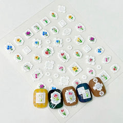 5D Embossed Mirror Flower Nail Art Stickers