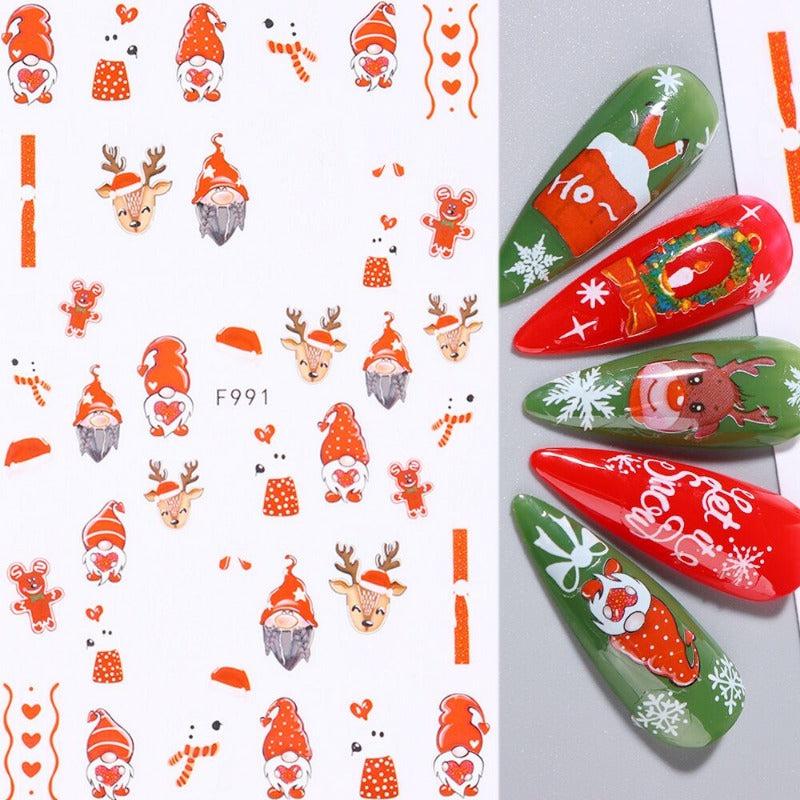 Christmas Nail Art Stickers Snowflake Elk Christmas Tree Snowman Nail Art Decals