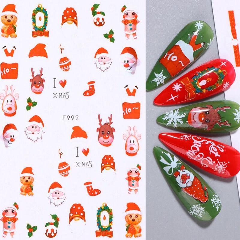 Christmas Nail Art Stickers Snowflake Elk Christmas Tree Snowman Nail Art Decals