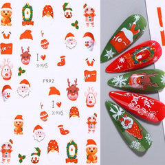 Christmas Nail Art Stickers Snowflake Elk Christmas Tree Snowman Nail Art Decals