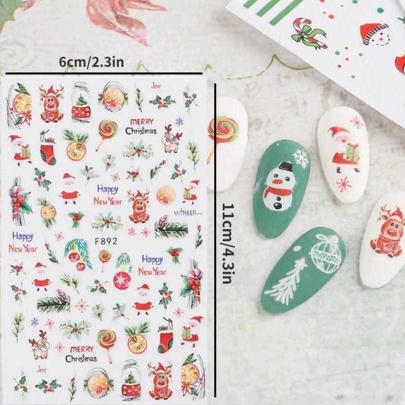 Christmas Nail Art Stickers Snowflake Elk Christmas Tree Snowman Nail Art Decals