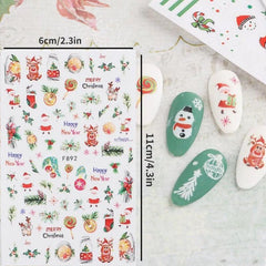 Christmas Nail Art Stickers Snowflake Elk Christmas Tree Snowman Nail Art Decals