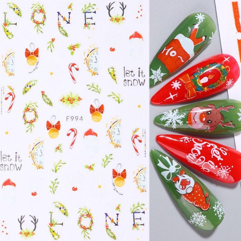 Christmas Nail Art Stickers Snowflake Elk Christmas Tree Snowman Nail Art Decals