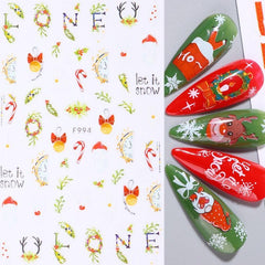 Christmas Nail Art Stickers Snowflake Elk Christmas Tree Snowman Nail Art Decals