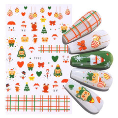 Christmas Nail Art Stickers Snowflake Elk Christmas Tree Snowman Nail Art Decals