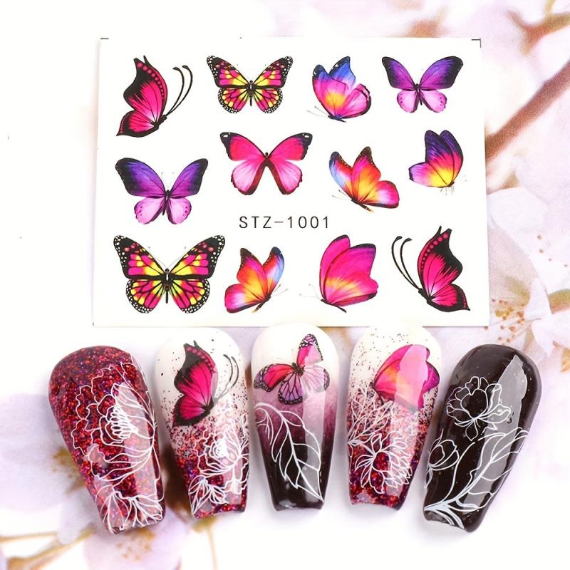30pcs Butterfly Nail Art Decals Water Transfer Decals Nail Tips DIY Nail Decorat