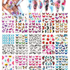 30pcs Butterfly Nail Art Decals Water Transfer Decals Nail Tips DIY Nail Decorat