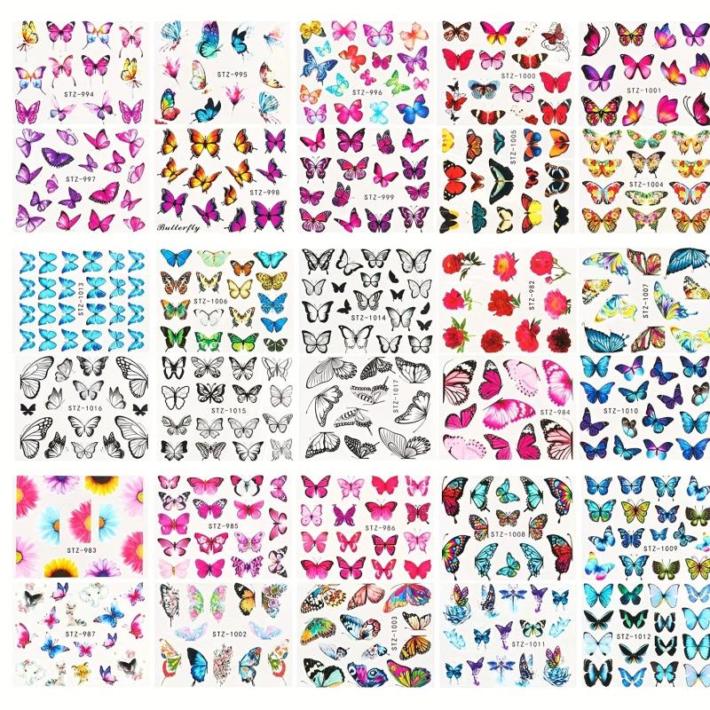 30pcs Butterfly Nail Art Decals Water Transfer Decals Nail Tips DIY Nail Decorat
