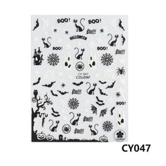 Halloween Nail Art Stickers Pumpkin Spider Skull Ghost Bat Cat Nail Decals