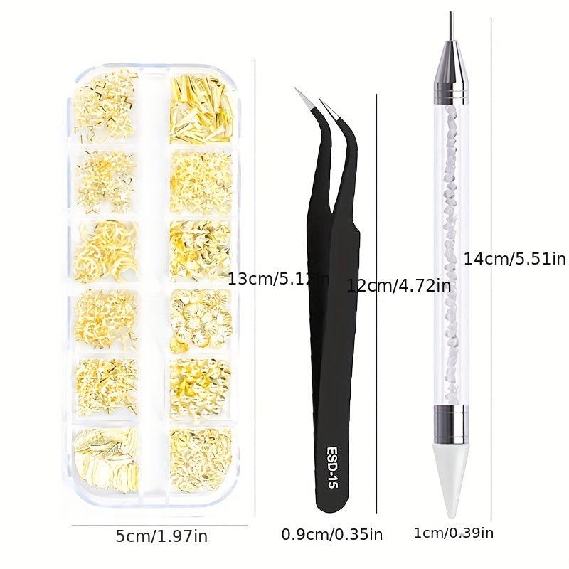 3pcs Crystal AB Flatback Rhinestones Set with Tweezers and Drill Pen