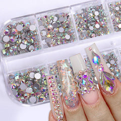 3pcs Crystal AB Flatback Rhinestones Set with Tweezers and Drill Pen