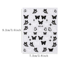 5D Embossed Butterfly Nail Art Stickers - Self Adhesive Nail Decals