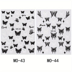 5D Embossed Butterfly Nail Art Stickers - Self Adhesive Nail Decals
