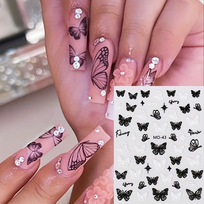 5D Embossed Butterfly Nail Art Stickers - Self Adhesive Nail Decals