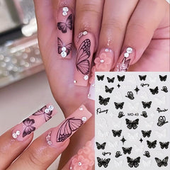 5D Embossed Butterfly Nail Art Stickers - Self Adhesive Nail Decals