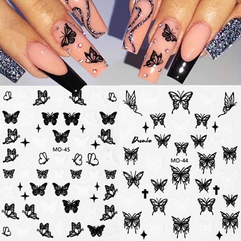5D Embossed Butterfly Nail Art Stickers - Self Adhesive Nail Decals