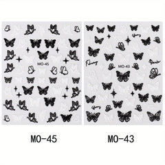 5D Embossed Butterfly Nail Art Stickers - Self Adhesive Nail Decals