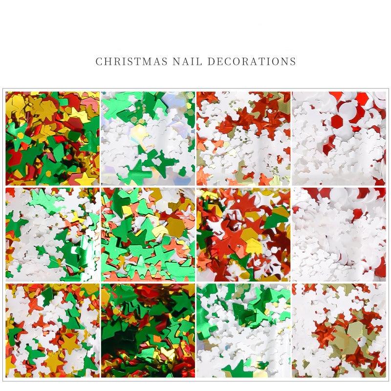 Christmas Snowflake Nail Art Glitter 3D Nail Sticker Decals Xmas Tree Stars