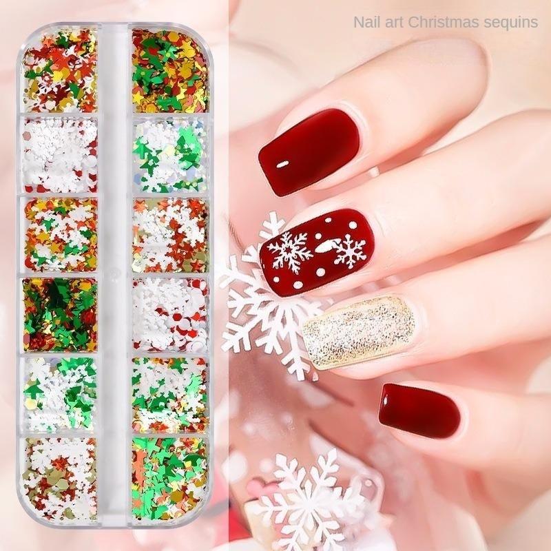 Christmas Snowflake Nail Art Glitter 3D Nail Sticker Decals Xmas Tree Stars