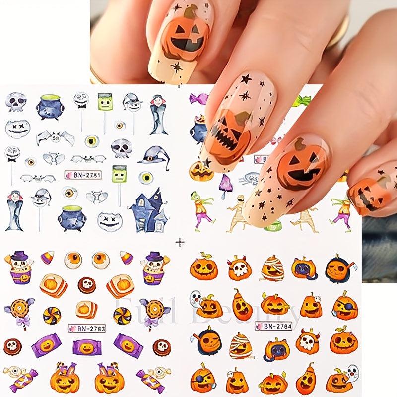 Halloween Nail Water Transfer Stickers Pumpkin Bat Ghost Nail Art Decals