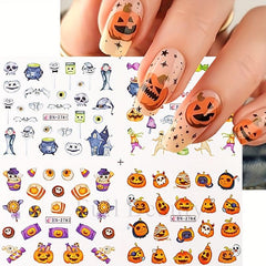 Halloween Nail Water Transfer Stickers Pumpkin Bat Ghost Nail Art Decals