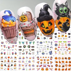 Halloween Nail Water Transfer Stickers Pumpkin Bat Ghost Nail Art Decals