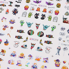 Halloween Nail Water Transfer Stickers Pumpkin Bat Ghost Nail Art Decals