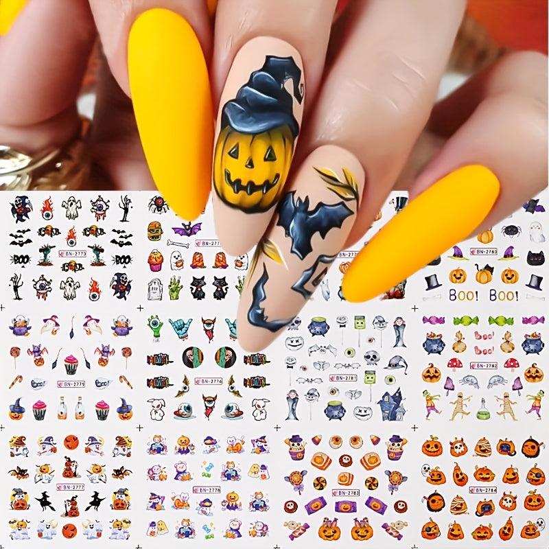 Halloween Nail Water Transfer Stickers Pumpkin Bat Ghost Nail Art Decals