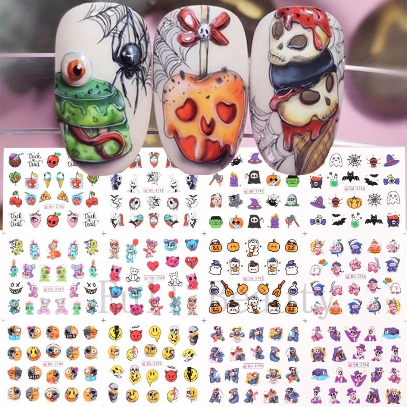 Halloween Nail Water Transfer Stickers Pumpkin Bat Ghost Nail Art Decals