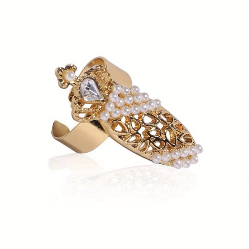 Crystal Joint Nail Ring Alloy Jewelry Zircon Nail Ring