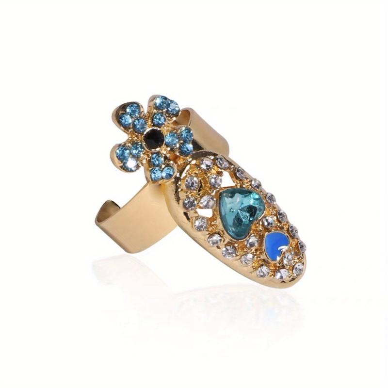 Crystal Joint Nail Ring Alloy Jewelry Zircon Nail Ring