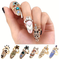 Crystal Joint Nail Ring Alloy Jewelry Zircon Nail Ring