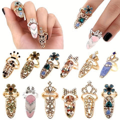 Crystal Joint Nail Ring Alloy Jewelry Zircon Nail Ring