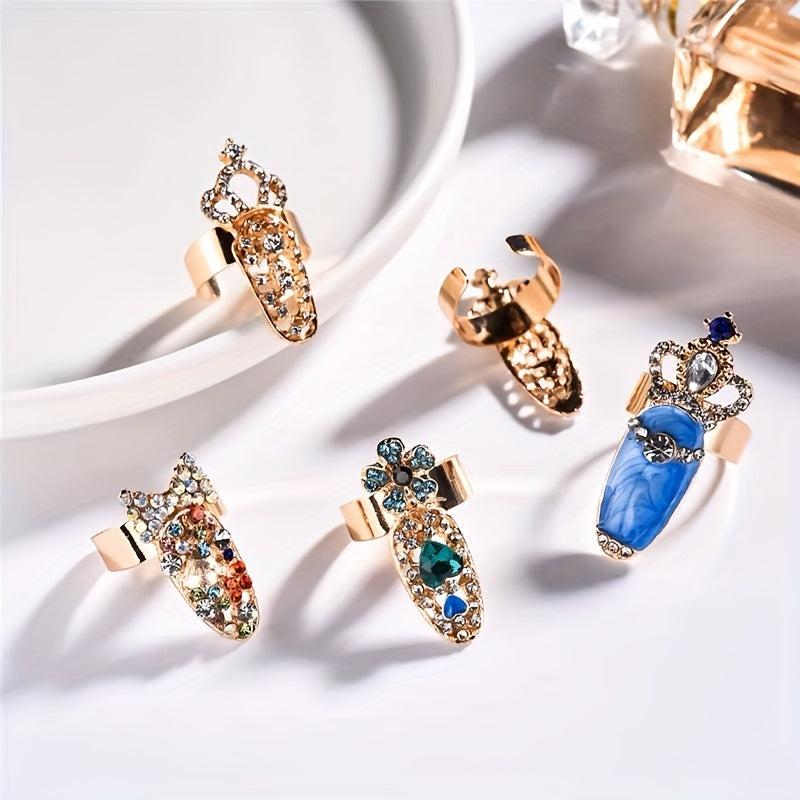 Crystal Joint Nail Ring Alloy Jewelry Zircon Nail Ring