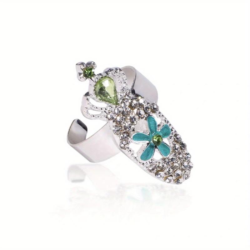 Crystal Joint Nail Ring Alloy Jewelry Zircon Nail Ring