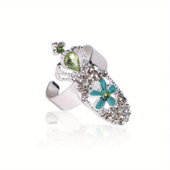 Crystal Joint Nail Ring Alloy Jewelry Zircon Nail Ring