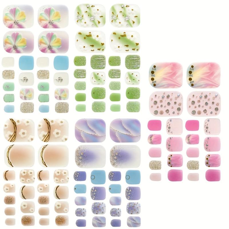 5 Full Wraps Toe Nail Polish Stickers with Nail Files