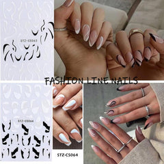 12 Sheets 3D Line Nail Decals Metal Curve Nail Art Supplies
