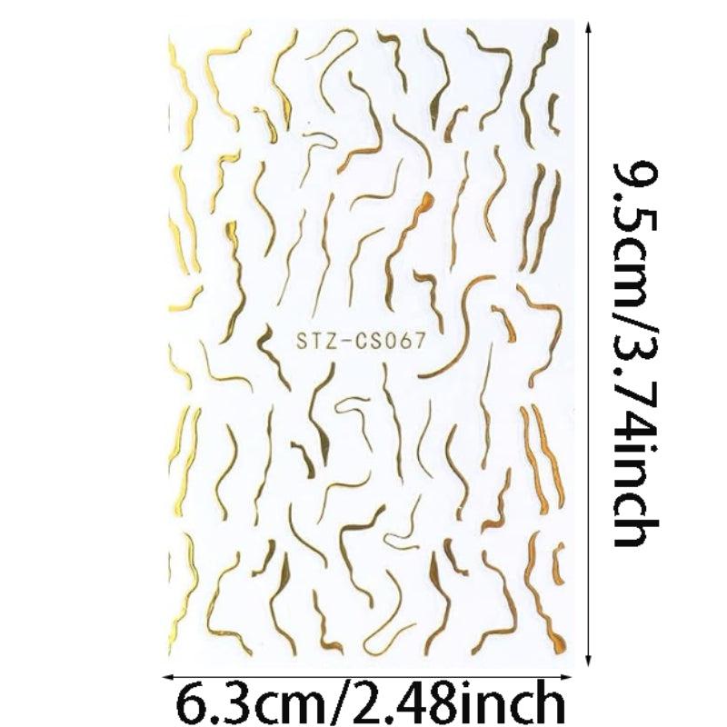 12 Sheets 3D Line Nail Decals Metal Curve Nail Art Supplies