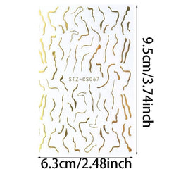 12 Sheets 3D Line Nail Decals Metal Curve Nail Art Supplies