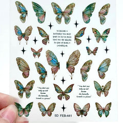 5D Butterfly Nail Art Stickers Gradient Decals Self Adhesive