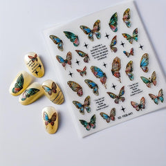 5D Butterfly Nail Art Stickers Gradient Decals Self Adhesive