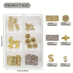 30Pcs 3D Money Dollar Nail Charms Nail Rivet Studs