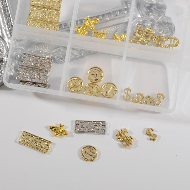 30Pcs 3D Money Dollar Nail Charms Nail Rivet Studs