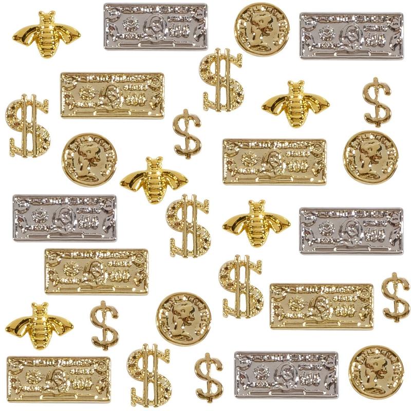 30Pcs 3D Money Dollar Nail Charms Nail Rivet Studs