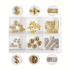 30Pcs 3D Money Dollar Nail Charms Nail Rivet Studs