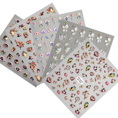 3pcs 5D Embossed Camellia Nail Art Stickers Self Adhesive Butterfly Flower